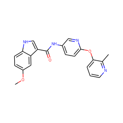 COc1ccc2[nH]cc(C(=O)Nc3ccc(Oc4cccnc4C)nc3)c2c1 ZINC000040936026