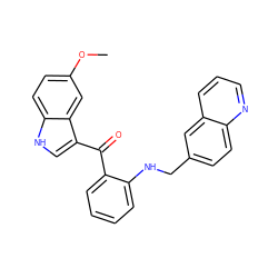 COc1ccc2[nH]cc(C(=O)c3ccccc3NCc3ccc4ncccc4c3)c2c1 ZINC000040877668