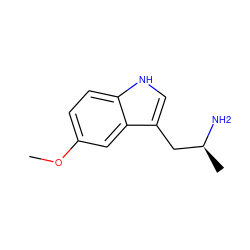 COc1ccc2[nH]cc(C[C@H](C)N)c2c1 ZINC000002009554