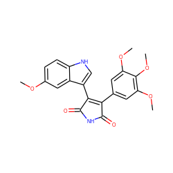 COc1ccc2[nH]cc(C3=C(c4cc(OC)c(OC)c(OC)c4)C(=O)NC3=O)c2c1 ZINC000013681650