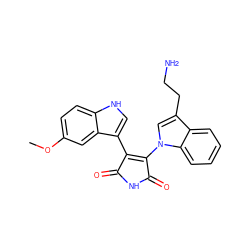 COc1ccc2[nH]cc(C3=C(n4cc(CCN)c5ccccc54)C(=O)NC3=O)c2c1 ZINC000029125539