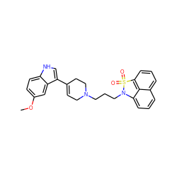 COc1ccc2[nH]cc(C3=CCN(CCCN4c5cccc6cccc(c56)S4(=O)=O)CC3)c2c1 ZINC000013826817