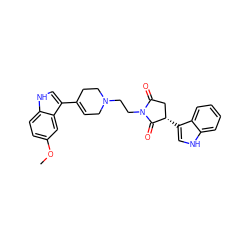 COc1ccc2[nH]cc(C3=CCN(CCN4C(=O)C[C@H](c5c[nH]c6ccccc56)C4=O)CC3)c2c1 ZINC000096909818