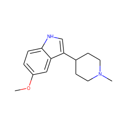 COc1ccc2[nH]cc(C3CCN(C)CC3)c2c1 ZINC000013731862