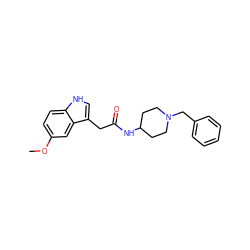 COc1ccc2[nH]cc(CC(=O)NC3CCN(Cc4ccccc4)CC3)c2c1 ZINC000013470600