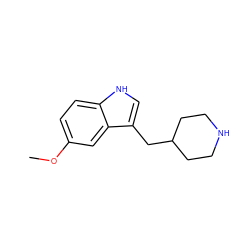 COc1ccc2[nH]cc(CC3CCNCC3)c2c1 ZINC000002026483