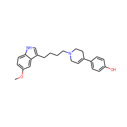 COc1ccc2[nH]cc(CCCCN3CC=C(c4ccc(O)cc4)CC3)c2c1 ZINC000013582353