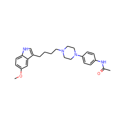 COc1ccc2[nH]cc(CCCCN3CCN(c4ccc(NC(C)=O)cc4)CC3)c2c1 ZINC000013582392