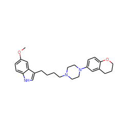 COc1ccc2[nH]cc(CCCCN3CCN(c4ccc5c(c4)CCCO5)CC3)c2c1 ZINC000001542115