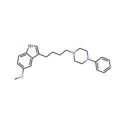 COc1ccc2[nH]cc(CCCCN3CCN(c4ccccc4)CC3)c2c1 ZINC000013582376