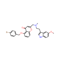 COc1ccc2[nH]cc(CCN(C)Cc3cc(=O)c4c(OCc5ccc(Br)cc5)cccc4o3)c2c1 ZINC000103256587