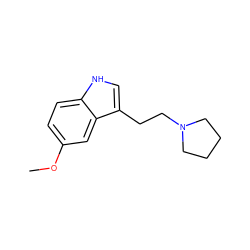 COc1ccc2[nH]cc(CCN3CCCC3)c2c1 ZINC000001604328