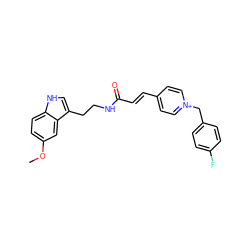 COc1ccc2[nH]cc(CCNC(=O)/C=C/c3cc[n+](Cc4ccc(F)cc4)cc3)c2c1 ZINC000473150835