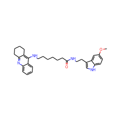 COc1ccc2[nH]cc(CCNC(=O)CCCCCCNc3c4c(nc5ccccc35)CCCC4)c2c1 ZINC000013679420