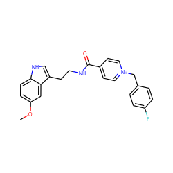 COc1ccc2[nH]cc(CCNC(=O)c3cc[n+](Cc4ccc(F)cc4)cc3)c2c1 ZINC000473157253