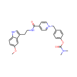 COc1ccc2[nH]cc(CCNC(=O)c3cc[n+](Cc4ccc(OC(=O)N(C)C)cc4)cc3)c2c1 ZINC000473156758