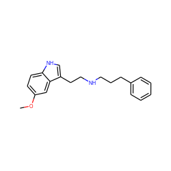 COc1ccc2[nH]cc(CCNCCCc3ccccc3)c2c1 ZINC000013737389