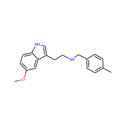 COc1ccc2[nH]cc(CCNCc3ccc(C)cc3)c2c1 ZINC000013737394