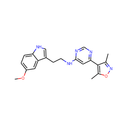 COc1ccc2[nH]cc(CCNc3cc(-c4c(C)noc4C)ncn3)c2c1 ZINC000004266462