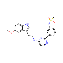 COc1ccc2[nH]cc(CCNc3ccnc(-c4cccc(NS(C)(=O)=O)c4)n3)c2c1 ZINC000004257449