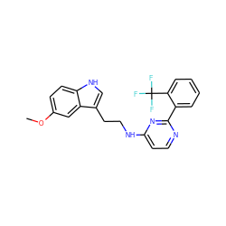 COc1ccc2[nH]cc(CCNc3ccnc(-c4ccccc4C(F)(F)F)n3)c2c1 ZINC000004266609