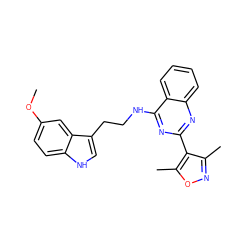 COc1ccc2[nH]cc(CCNc3nc(-c4c(C)noc4C)nc4ccccc34)c2c1 ZINC000004265406