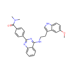 COc1ccc2[nH]cc(CCNc3nc(-c4ccc(C(=O)N(C)C)cc4)nc4ccccc34)c2c1 ZINC000004268296
