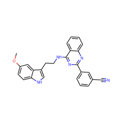 COc1ccc2[nH]cc(CCNc3nc(-c4cccc(C#N)c4)nc4ccccc34)c2c1 ZINC000004265327