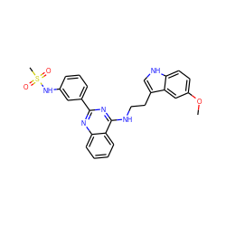 COc1ccc2[nH]cc(CCNc3nc(-c4cccc(NS(C)(=O)=O)c4)nc4ccccc34)c2c1 ZINC000004257453