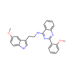 COc1ccc2[nH]cc(CCNc3nc(-c4ccccc4OC)nc4ccccc34)c2c1 ZINC000004265693