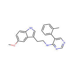COc1ccc2[nH]cc(CCNc3ncncc3-c3ccccc3C)c2c1 ZINC000004239295
