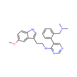 COc1ccc2[nH]cc(CCNc3ncncc3-c3ccccc3CN(C)C)c2c1 ZINC000004268145