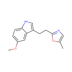 COc1ccc2[nH]cc(CCc3ncc(C)o3)c2c1 ZINC000218713925