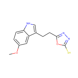 COc1ccc2[nH]cc(CCc3nnc(S)o3)c2c1 ZINC000473170086