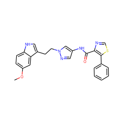 COc1ccc2[nH]cc(CCn3cc(NC(=O)c4ncsc4-c4ccccc4)cn3)c2c1 ZINC000201579682