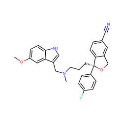COc1ccc2[nH]cc(CN(C)CCC[C@@]3(c4ccc(F)cc4)OCc4cc(C#N)ccc43)c2c1 ZINC000103245773
