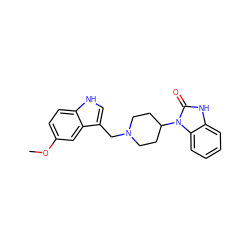 COc1ccc2[nH]cc(CN3CCC(n4c(=O)[nH]c5ccccc54)CC3)c2c1 ZINC000053243667
