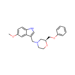 COc1ccc2[nH]cc(CN3CCO[C@H](COc4ccccc4)C3)c2c1 ZINC000653726668