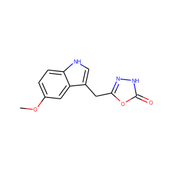 COc1ccc2[nH]cc(Cc3n[nH]c(=O)o3)c2c1 ZINC000218661733