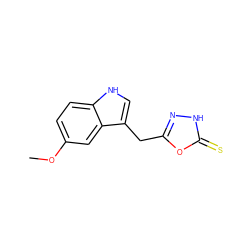 COc1ccc2[nH]cc(Cc3n[nH]c(=S)o3)c2c1 ZINC000218661537