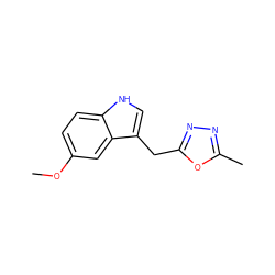 COc1ccc2[nH]cc(Cc3nnc(C)o3)c2c1 ZINC000473168069