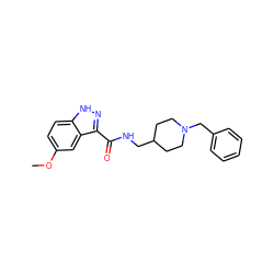 COc1ccc2[nH]nc(C(=O)NCC3CCN(Cc4ccccc4)CC3)c2c1 ZINC000221886130