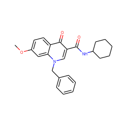 COc1ccc2c(=O)c(C(=O)NC3CCCCC3)cn(Cc3ccccc3)c2c1 ZINC000028962203