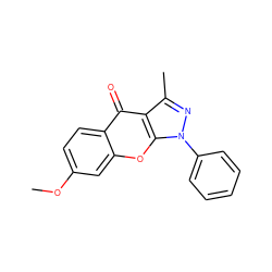 COc1ccc2c(=O)c3c(C)nn(-c4ccccc4)c3oc2c1 ZINC000012405790