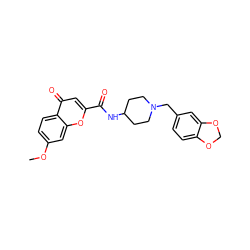 COc1ccc2c(=O)cc(C(=O)NC3CCN(Cc4ccc5c(c4)OCO5)CC3)oc2c1 ZINC000013685230