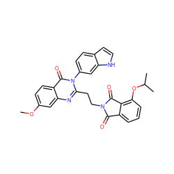 COc1ccc2c(=O)n(-c3ccc4cc[nH]c4c3)c(CCN3C(=O)c4cccc(OC(C)C)c4C3=O)nc2c1 ZINC000113886232