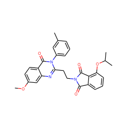 COc1ccc2c(=O)n(-c3cccc(C)c3)c(CCN3C(=O)c4cccc(OC(C)C)c4C3=O)nc2c1 ZINC000140509843