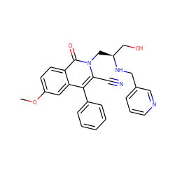 COc1ccc2c(=O)n(C[C@@H](CO)NCc3cccnc3)c(C#N)c(-c3ccccc3)c2c1 ZINC000036126690