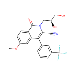 COc1ccc2c(=O)n(C[C@H](O)CO)c(C#N)c(-c3cccc(C(F)(F)F)c3)c2c1 ZINC000038149671