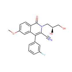 COc1ccc2c(=O)n(C[C@H](O)CO)c(C#N)c(-c3cccc(F)c3)c2c1 ZINC000038149669